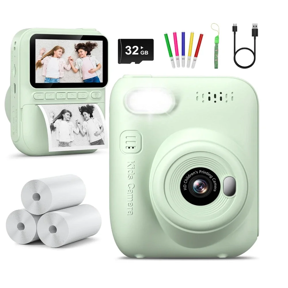 HANGRUI Instant Print Fun Digital Camera for Kids Mint Green - NEW IN BOX
